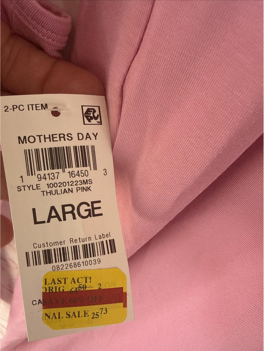 Pink State of the Day Macy's Pajama Set Tank Top Long Pant NWT Large L - Picture 3 of 6
